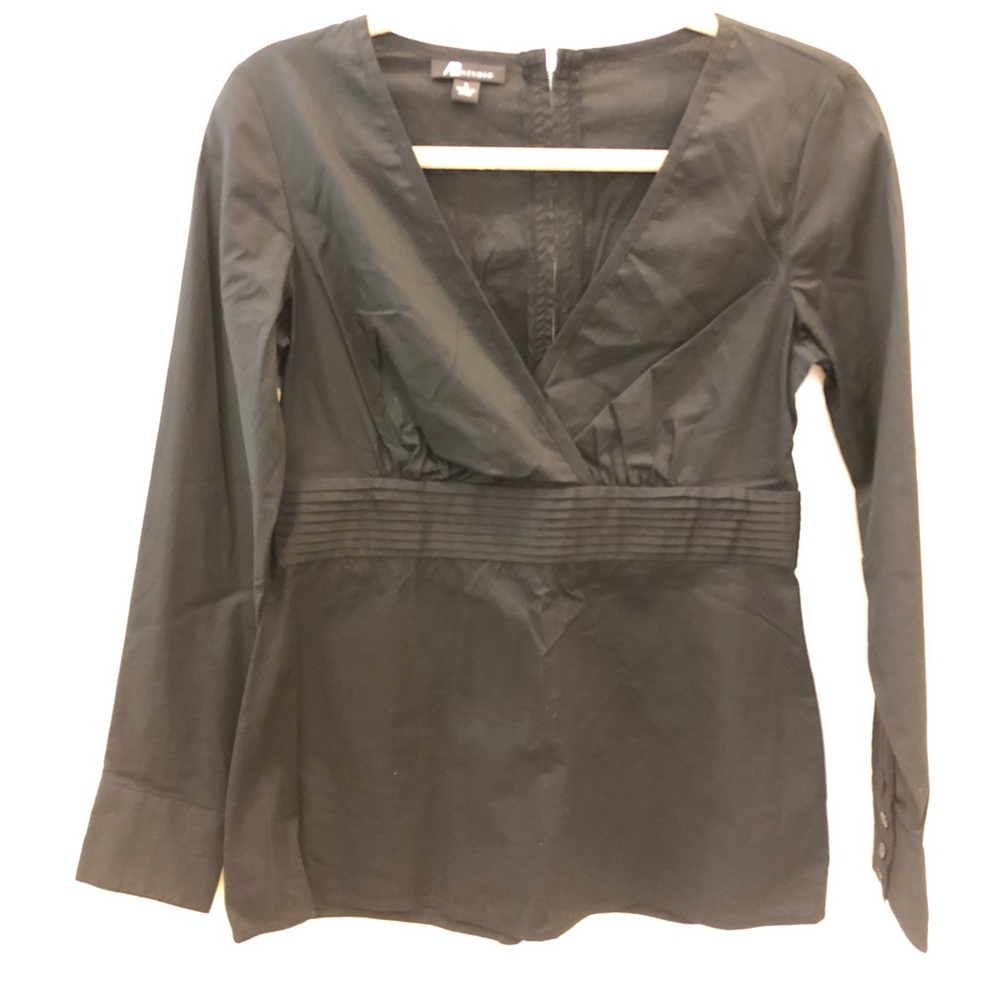 Black wrap front shirt